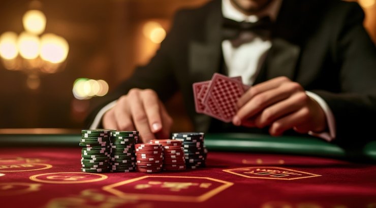 Meja dealer langsung berkualitas HD di dewa86 dengan berbagai permainan blackjack, roulette, dan baccarat